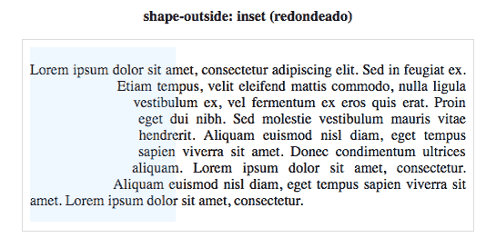 shape-outside: inset() con border redondeados